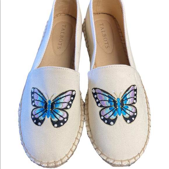 Talbots Canvas Embroidered Butterfly Flats - Picture 3 of 9